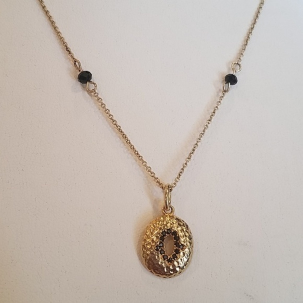 Gold plated Hamsa Bead Necklace 18"
